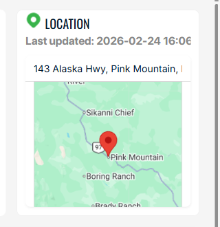 Location card showing green pin, address, last updated timestamp, and embedded Google Map for Buffalo Inn - 2