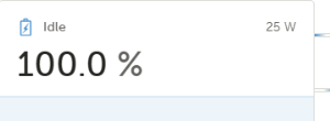 Storage component showing 100.0% SoC, Idle state, 25 W